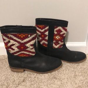 Anthropologie Howsty Black/Multi Leather Boots